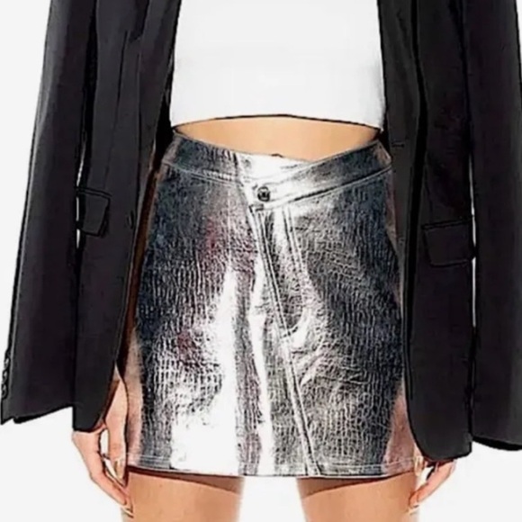 Torn by Ronny Kobo Dresses & Skirts - Ronny Kobo silver metallic assymentrical mini skirt